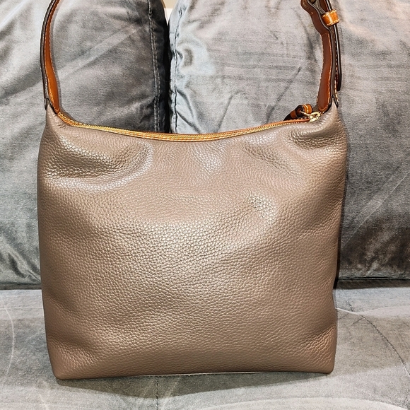 DOONEY & BOURKE PAIGE SAC PEBBLED LEATHER TASSLED HOBO BAG IN ELEPHANT BNWOT - Picture 13 of 17